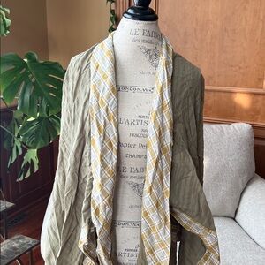 POL Olive Duster Kimono Patchwork cascading women’s small Lagenlook Cottagecore